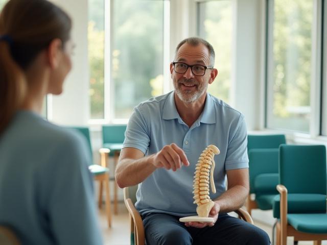 Especialista explicando tratamientos regenerativos en clínica